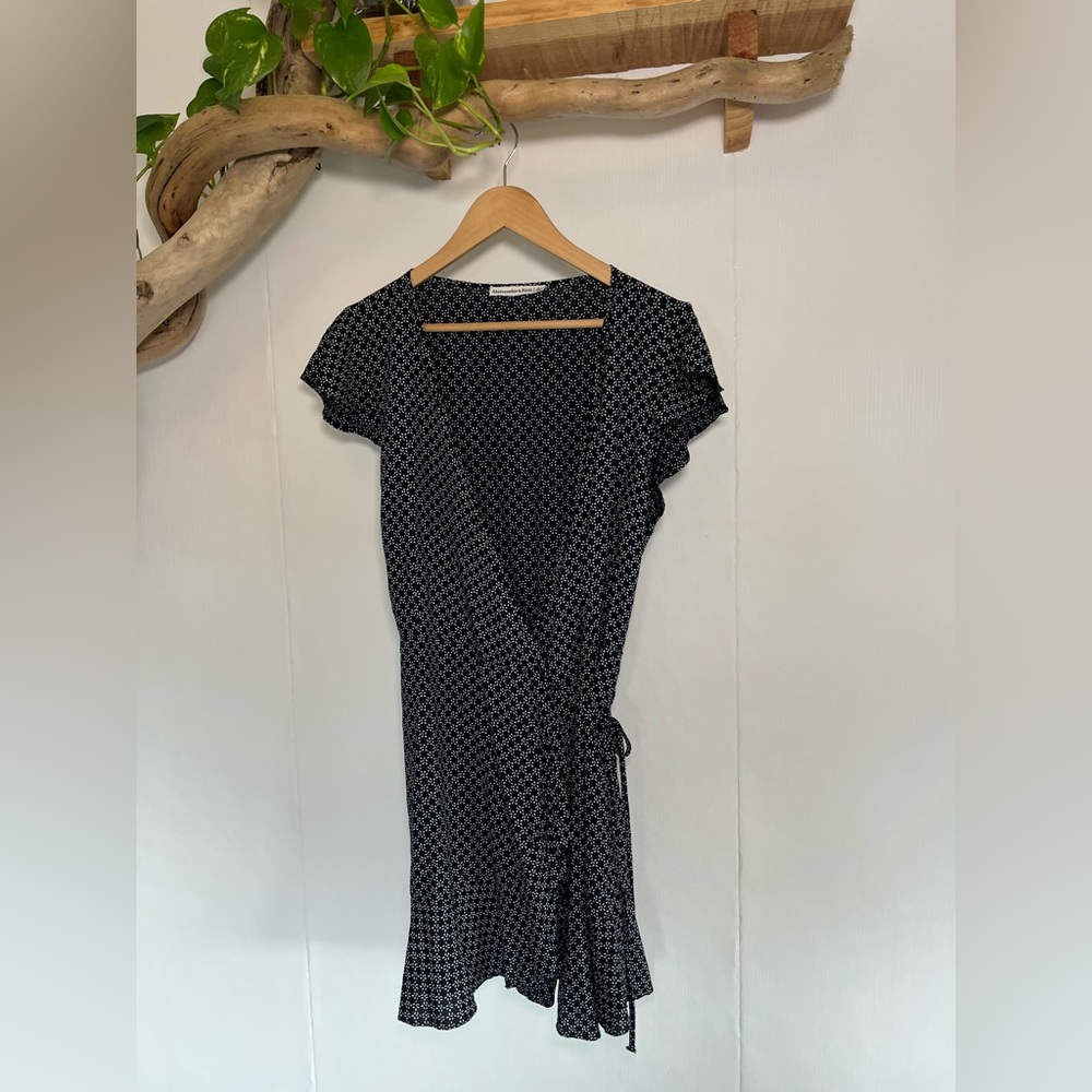 Abercrombie & Fitch Black Patterned Wrap Dress